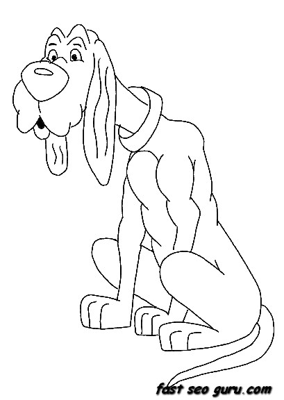 Printable Animals lazy dog coloring pages